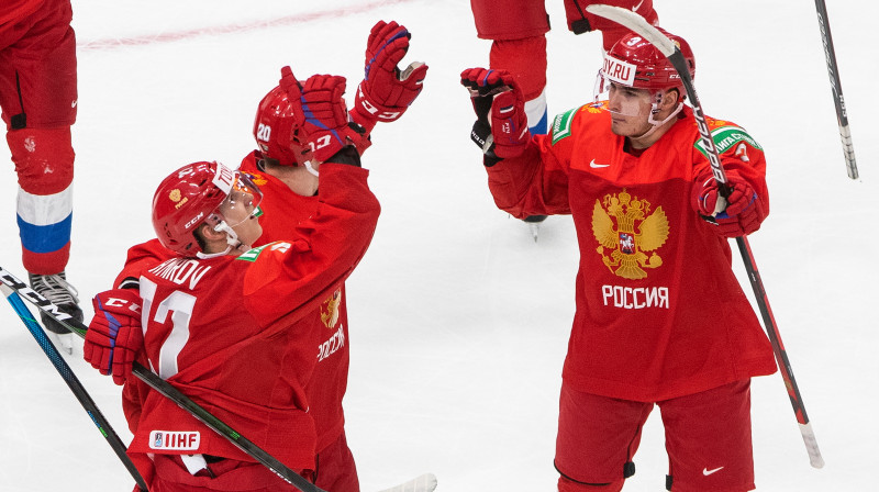 Krievijas hokejistu prieki / Foto: AP/Scanpix