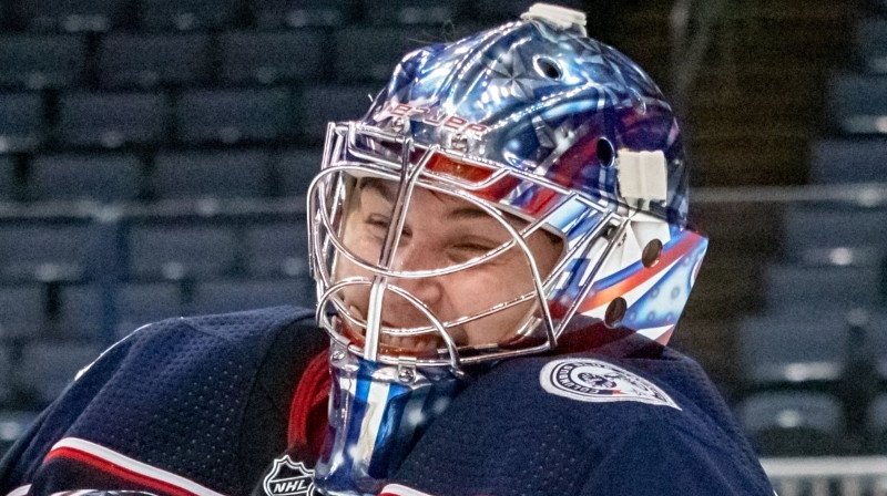 Elvis Merzļikins. Foto: Columbus Blue Jackets