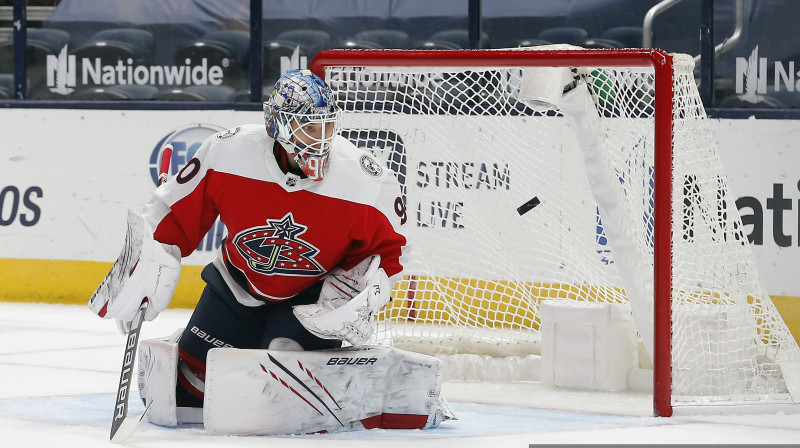 Elvis Merzļikins. Foto: Russell LaBounty/USA Today Sports/Scanpix