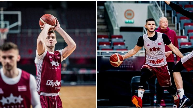 Rolands Freimanis un Rihards Lomažs. Foto: Basket.lv