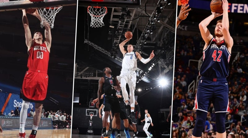Rodions Kurucs, Kristaps Porziņģis, Dāvis Bertāns