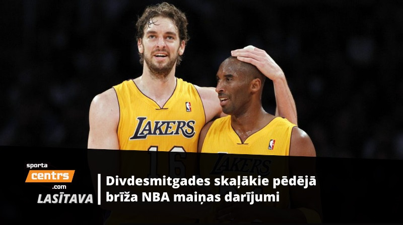 Pau Gazols un Kobe Braients ''Lakers'' rindās. Foto: Reuters/Scanpix
