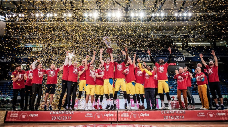 Ventspils basketbolisti 2019. gada 6. aprīlī Tallinā. Foto: BK Ventspils