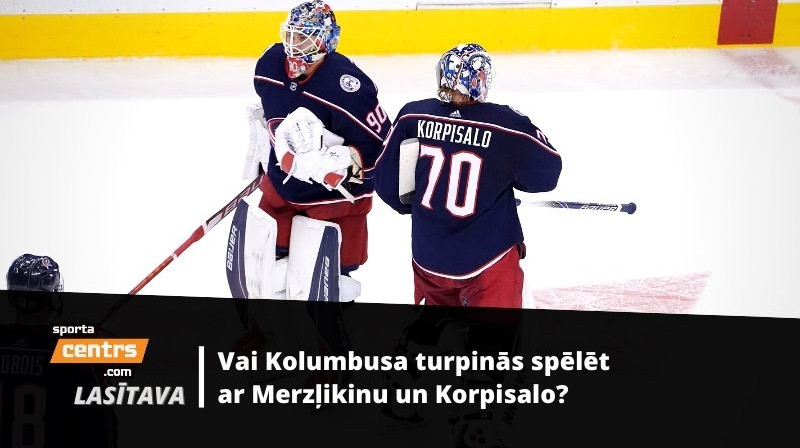Elvis Merzļikins un Jonass Korpisalo. Foto: Reuters/Scanpix