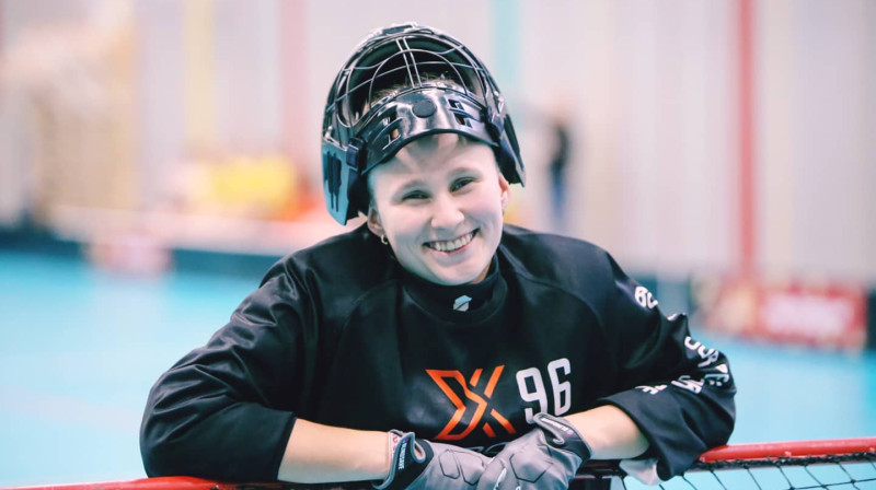 Vārtsardze Kristīne Kirilova (NND/RJTC). Foto: Ritvars Raits, floorball.lv