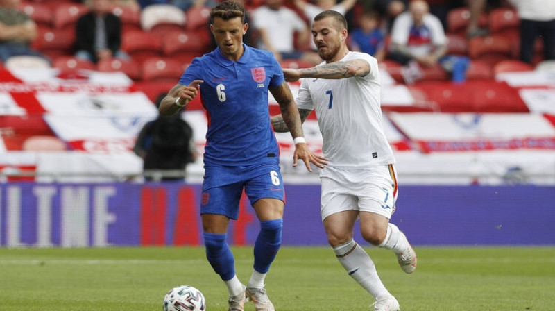 Bens Vaits (#6) spēlē pret Rumāniju. Foto: Imago Images/Scanpix