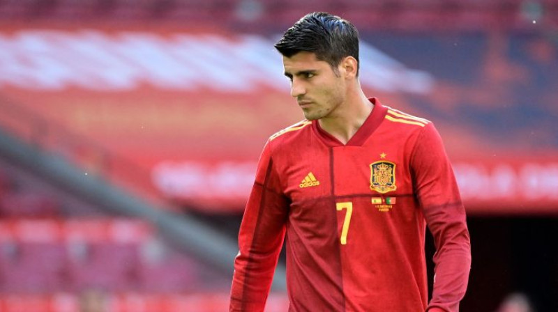 Spānijas izlases uzbrucējs Alvaro Morata. Foto: AFP/Scanpix