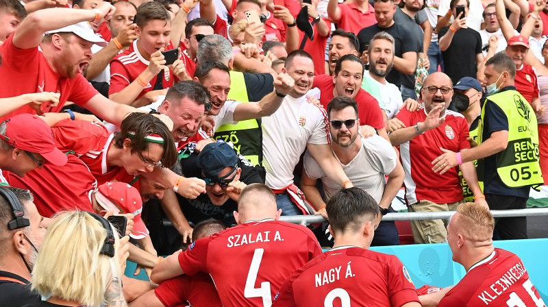 Ungārija atzīmē vārtu guvumu. Foto: EPA/Scanpix