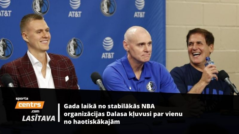 Kristaps Porziņģis, Riks Kārlails un Marks Kjūbans.