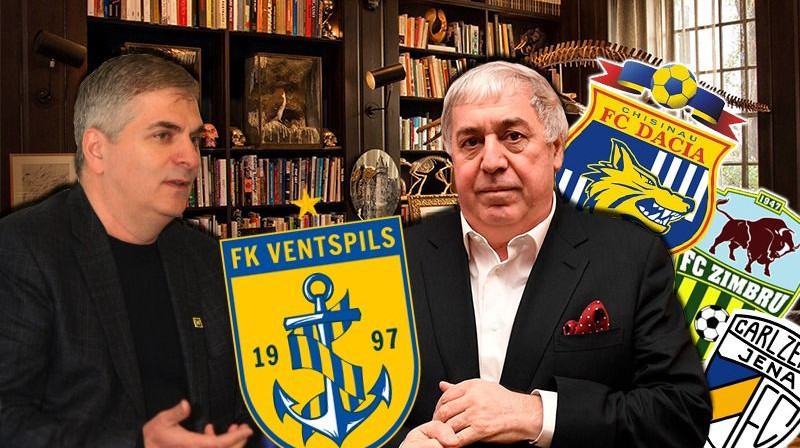 Adlans Šišhanovs un viņa onkulis Mihails Gucerijevs. Foto: FK Ventspils, RIA Novosti/rbc.ru. Kolāžas autors: Emīls Ozerinskis
