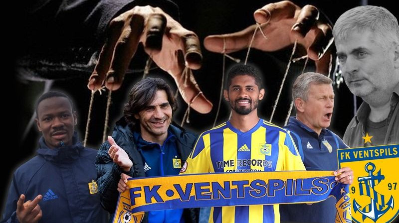 Abdulgafars Mamahs, Dejans Vukičevičs, Ēliu Baptista, Igors Kļosovs un Adlans Šišhanovs. Foto: FK Ventspils. Kolāžas autors: Emīls Ozerinskis