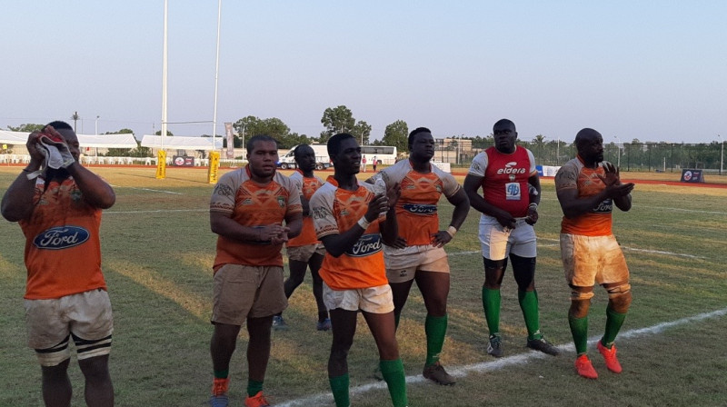Kotdivuāras izlases spēlētāji pēc mača ar Madagaskaru Foto:facebook.com/cotedivoirerugby