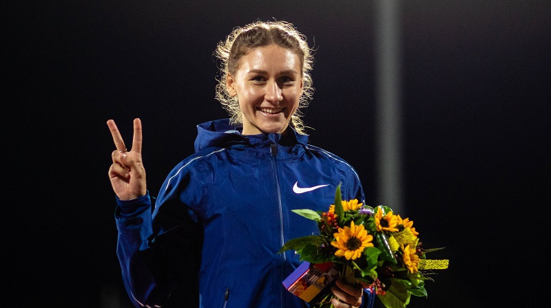 Barjersprintere Elvīra Hermane 2020. gada 8. septembrī sacensībās Vācijā. Foto: imago/Scanpix