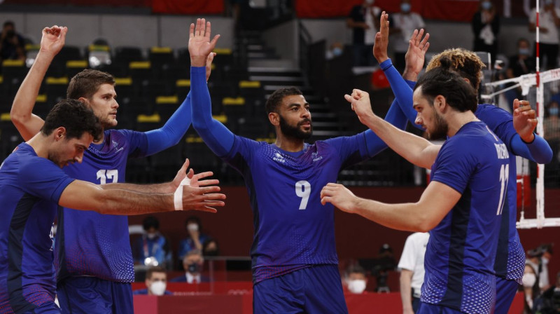 Francijas izlases volejbolisti. Foto: Valentyn Ogirenko/Reuters/Scanpix