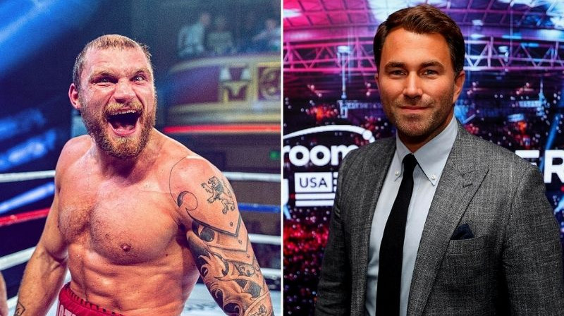 Ričards Bolotņiks un Edijs Hērns. Foto: LNK Boxing&The Sunday Times