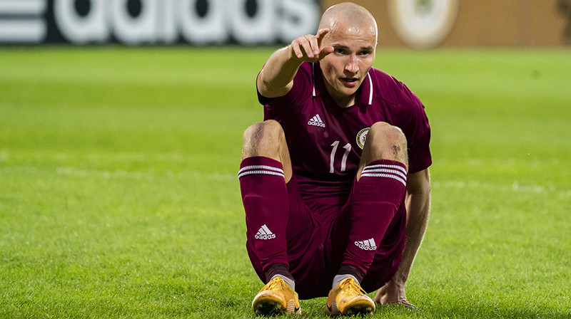 Latvijas U21 izlases uzbrucējs Kristers Lūsiņš. Foto: LFF
