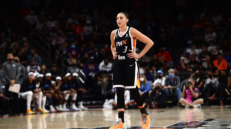 Daiana Taurasi otrajā finālspēlē 2021. gada 13. oktobrī. Foto: USA Today/Scanpix
