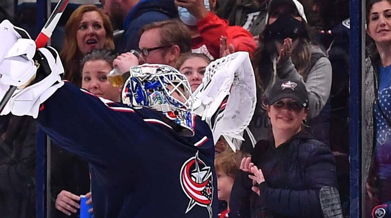 Elvis Merzļikins. Foto: Columbus Blue Jackets
