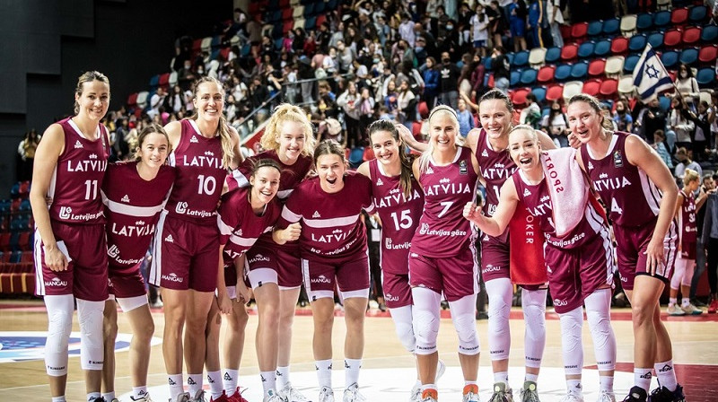 Latvijas sieviešu valstsvienība 2021. gada novembrī Telavivā. Foto: FIBA