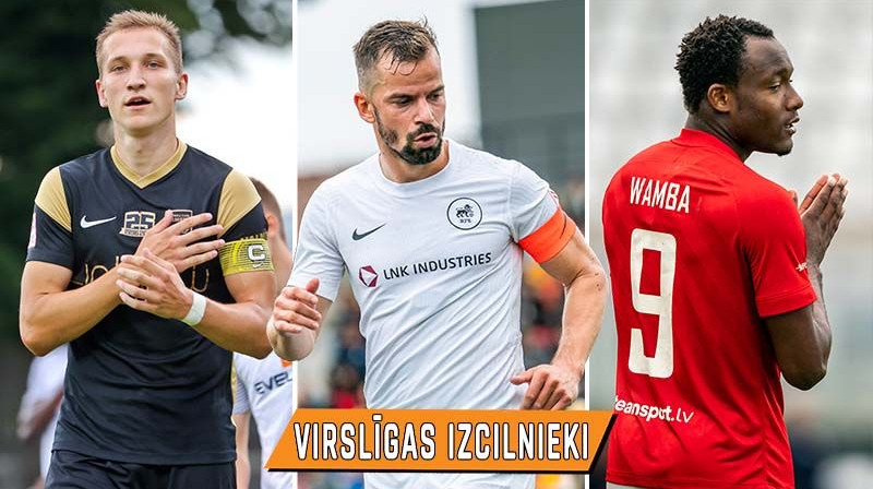 Raimonds Krollis, Tomašs Šimkovičs un Leonels Vambā. Foto: Jānis Līgats/Valmiera FC, Nora Krevņeva-Baibakova/RFS, Sanita Sparāne/FK Spartaks. Kolāžas autors: Emīls Ozerinskis.