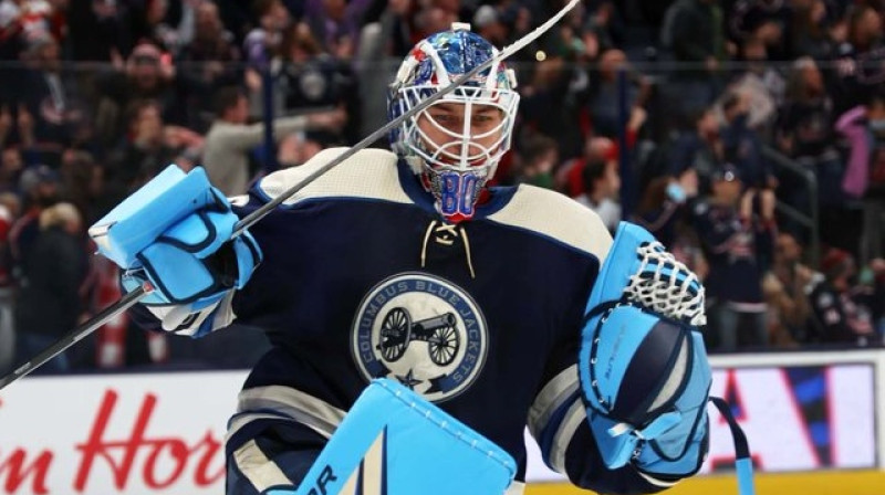 Elvis Merzļikins. Foto: Columbus Blue Jackets