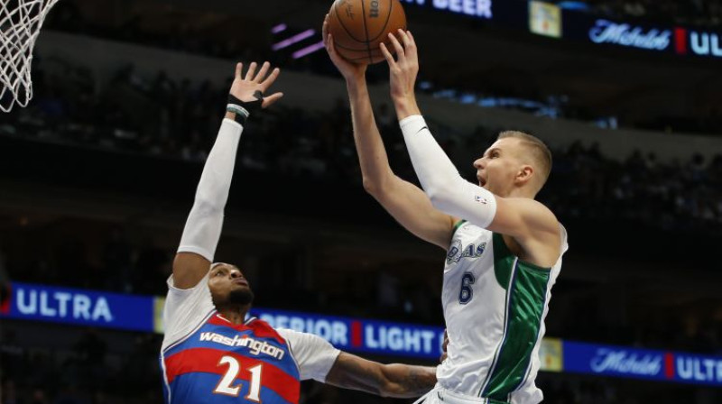 Kristaps Porziņģis spēlē pret "Wizards". Foto: USA TODAY Sports/Scanpix