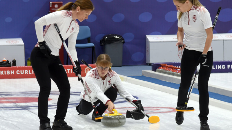 No kreisās: Ieva Krusta, Evelīna Barone, Ieva Rudzīte
Foto: WCF/Ümit Uzun