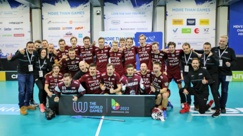 Latvijas florbola izlase. Foto: Ritvars Raits, floorball.lv