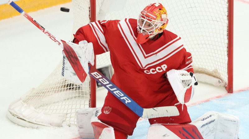 Krievijas izlases vārtsargs Ivans Fedotovs. Foto: Valery Sharifulin/TASS/Scanpix