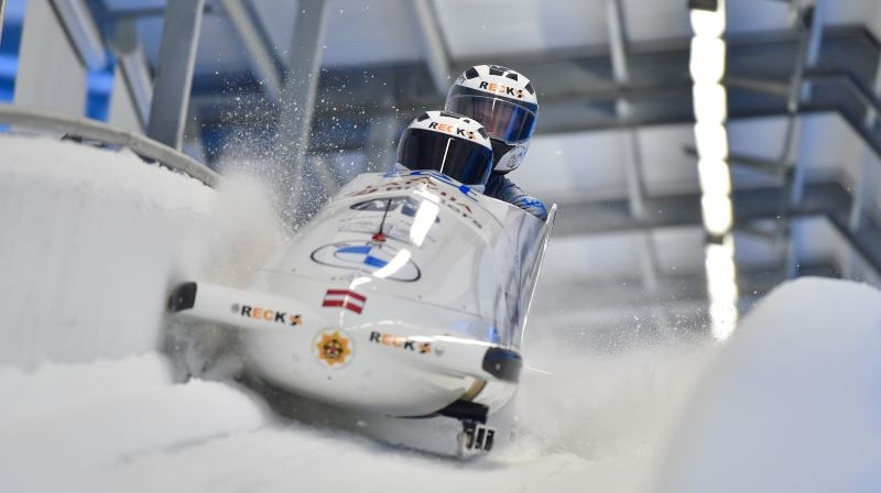 Oskars Ķibermanis un Matīss Miknis. Foto: Viesturs Lācis/bobslejs.lv