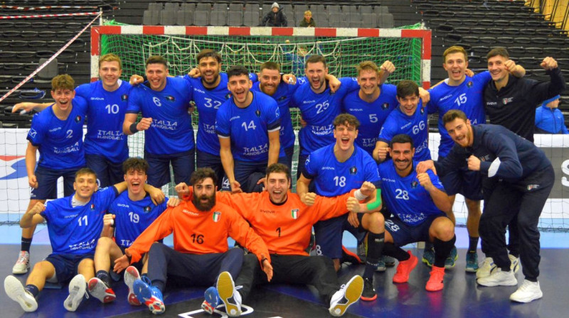 Itālijas izlases handbolisti svin panākumu. Foto: FIGH - Federazione Italiana Giuoco Handball