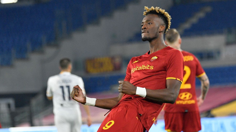 Tamijs Eibrahams svin vārtu guvumu. Foto: Fabrizio Corradetti/Zumapress.com/Scanpix