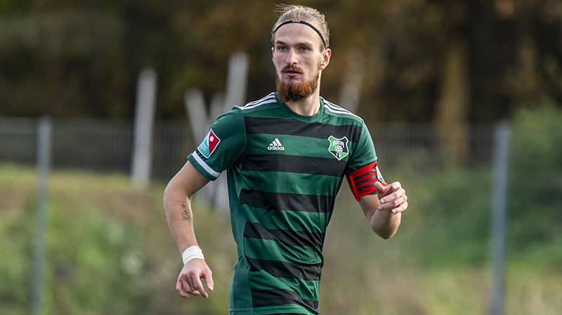 "Audas" aizsargs Roberts Jaunarājs-Janvāris. Foto: LFF