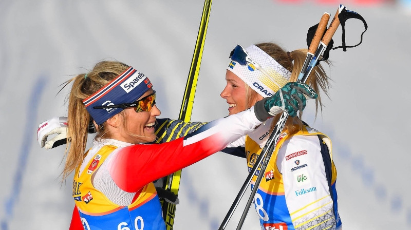 Terēze Juhauga (Norvēģija) un Frīda Karlsone (Zviedrija). Foto: AP/Scanpix