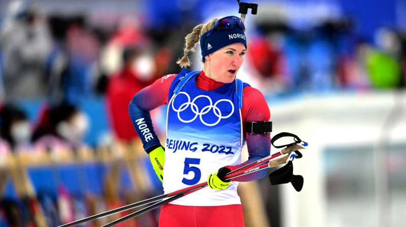 Norvēģijas biatloniste Marte Olsbū Reiselanna. Foto: Filip Singer/EPA/Scanpix
