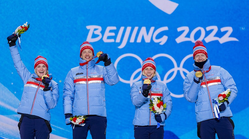 Marte Olsbū Reiselanna, Tarjei Bē, Tirila Ekhofa, Juhanness Bē. Foto: NTB/Scanpix