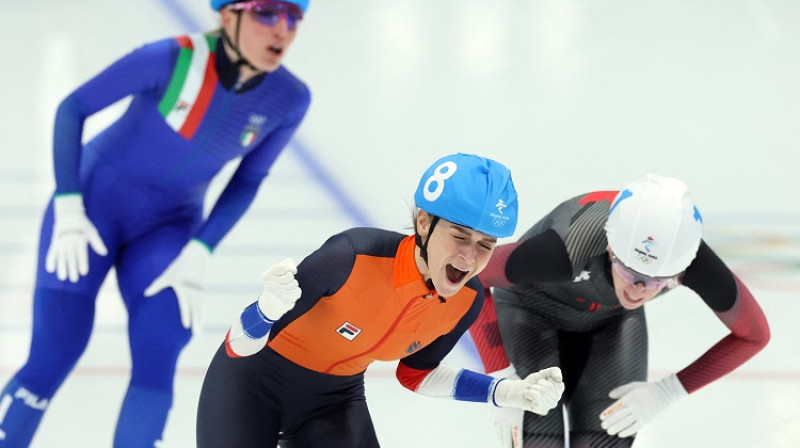 Irēne Shautena pēc uzvaras. Foto: Reuters/Scanpix