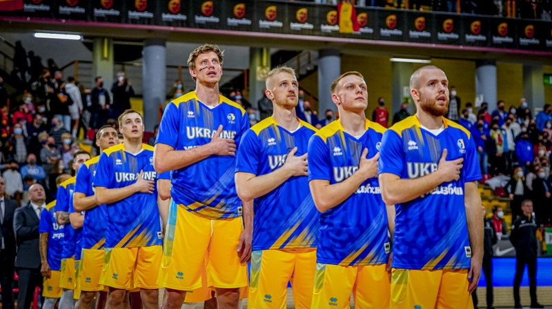 Ukrainas vīriešu basketbola valstsvienība 2022. gada 24. februārī Kordovā. Foto: FEB.es