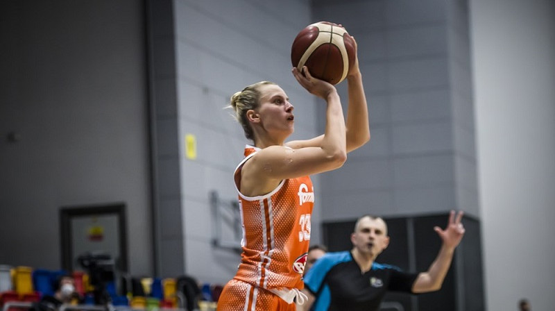 Kitija Laksa 2022. gada 8. martā Prāgā. Foto: EuroLeague Women