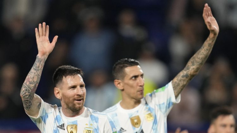 Lionels Mesi un Anhels Di Marija. Foto: AP/Scanpix