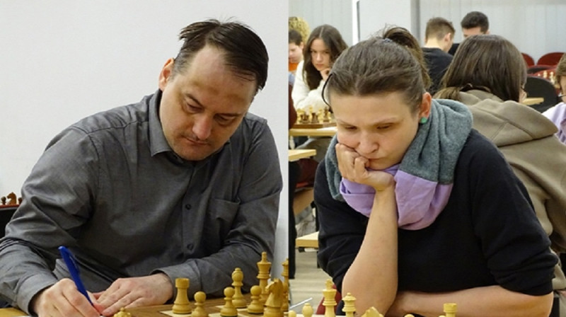 llmārs Starosīts un Laura Rogule. Foto: Latvijas Šaha federācija.