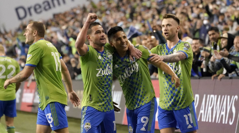 Sietlas "Sounders" futbolisti. Foto: Ted S. Warren/AP/Scanpix
