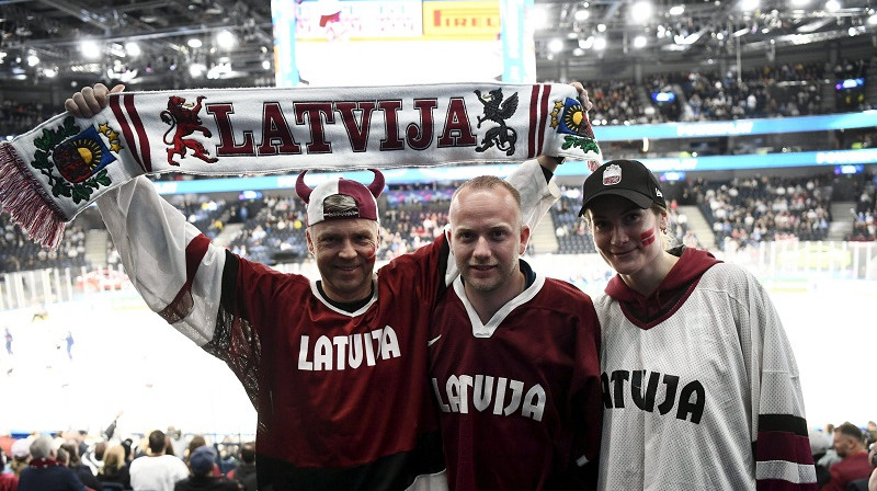 Latvijas fani 2022. gada 13. maijā Tamperē. Foto: imago/Scanpix