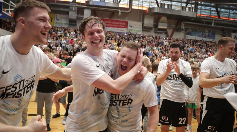 Andris Misters (#22), Roberts Valge, Ivo Tamms un Sīms Posts. Foto: EKSPRESS MEEDIA | MARGUS PAHV