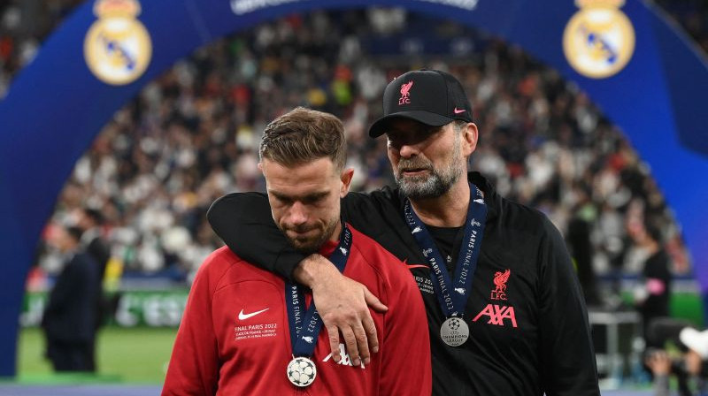 Džordans Hendersons un Jirgens Klops. Foto: AFP/Scanpix