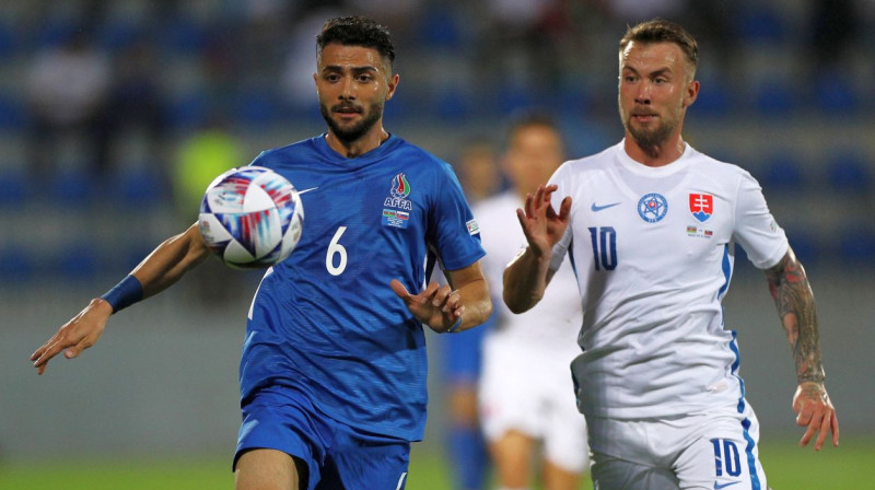 Azerbaidžāna pret Slovākiju. Foto: Aziz Karimov/Reuters/Scanpix