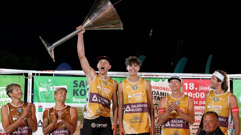 Edgars Točs un Kristians Fokerots uzvarēja "Saulkrastu kokteilī". Foto: Latvijas Volejbola federācija