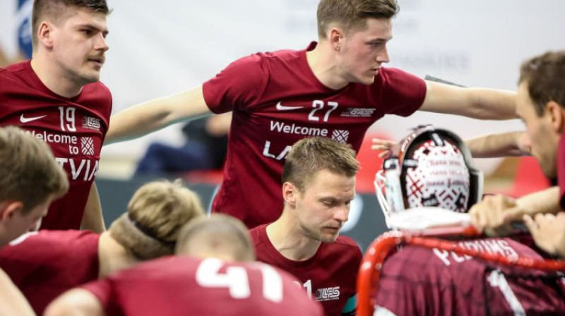 Latvijas izlases florbolisti. Foto: Ritvars Raits, floorball.lv
