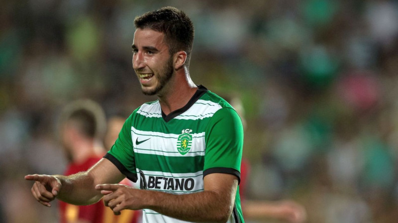 Lisabonas "Sporting" futbolists Gonsalu Inasiu svin vārtu guvumu. Foto: Sporting Clube de Portugal