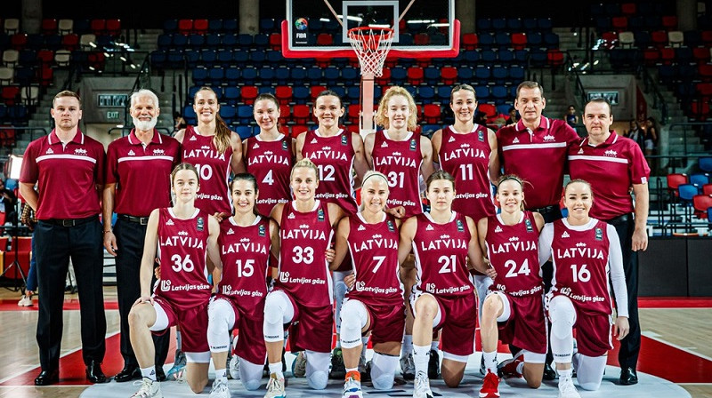 Sieviešu valstsvienība 2021. gada 11. novembrī Telavivā. Foto: FIBA